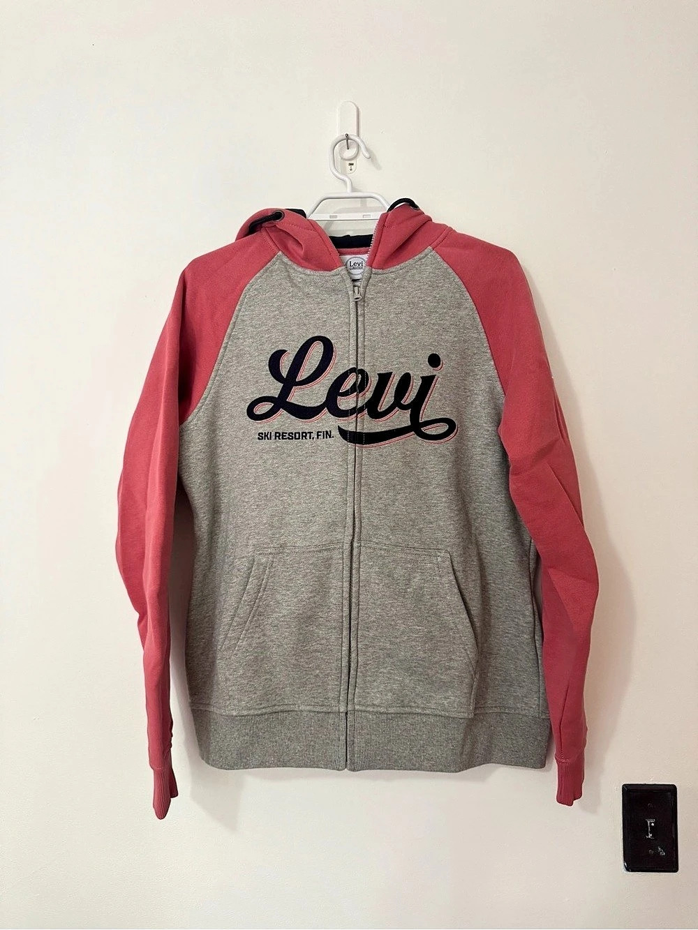 Levi Finland Zip-Up Hoodie Gray & Pink Women's XL Like New